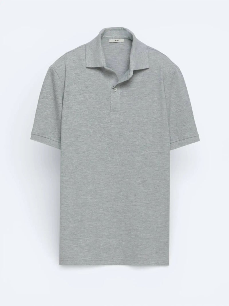 Kip Hard Coal Plain Polo Neck Cotton Blended T-Shirt - Image 1